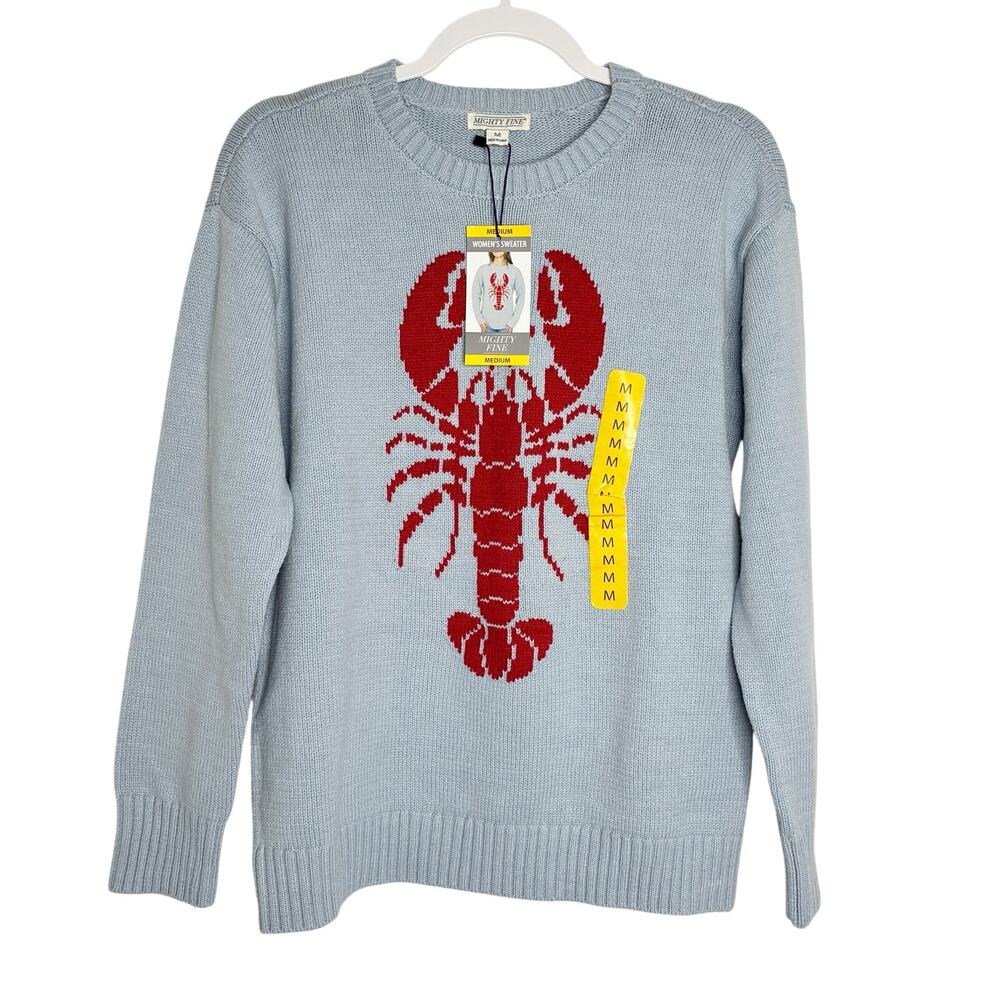 Mighty Fine Blue Lobster Sweater Cotton Acrylic NWT Womens Various Sizes